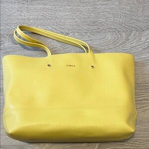 LIKE NEW! Furla Sunny Yellow Leather Tote